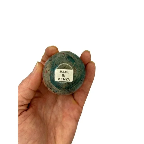 Vintage Hand Carved Stone Egg, Made In Kenya & A Stone Rhinoceros Green Polished - Picture 2 of 4